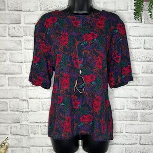 Radcliffe II By Sag Harbor Floral Top Blouse Shirt Size XL